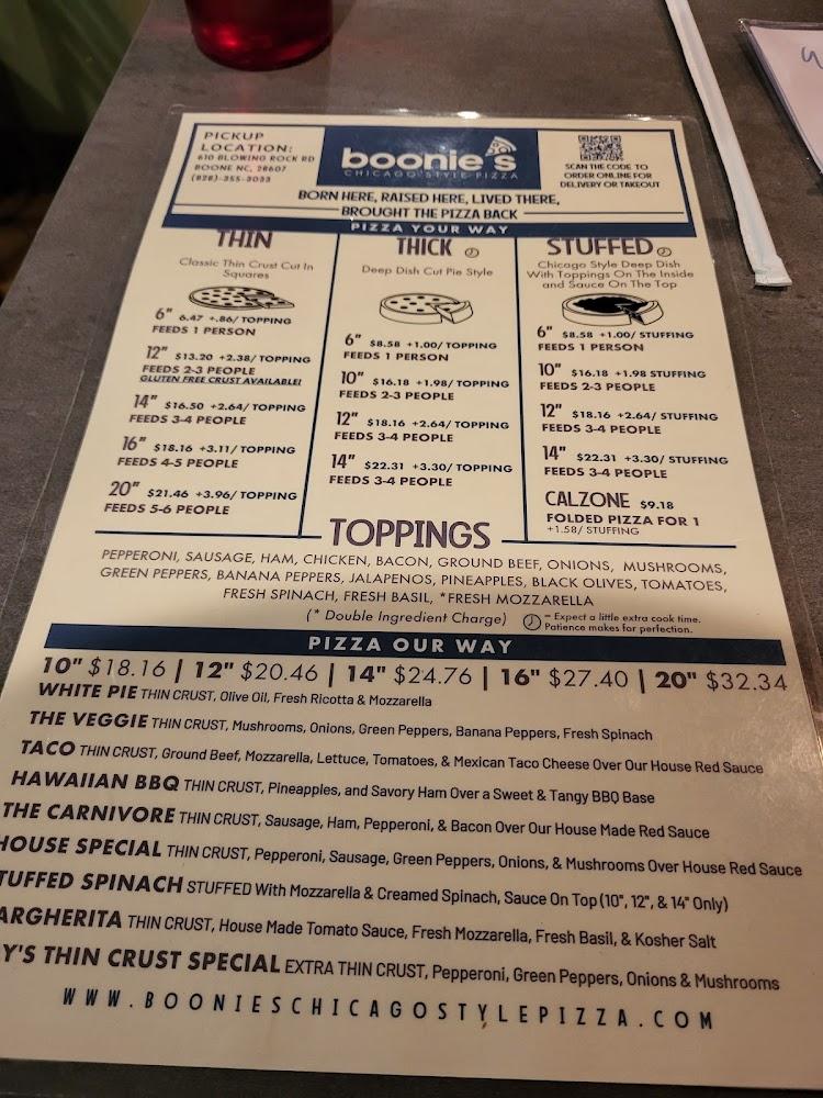 Boonie's Chicago Style Pizza Menu image 2