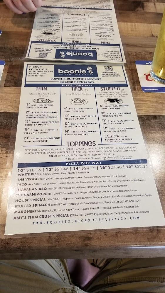 Boonie's Chicago Style Pizza Menu image 3